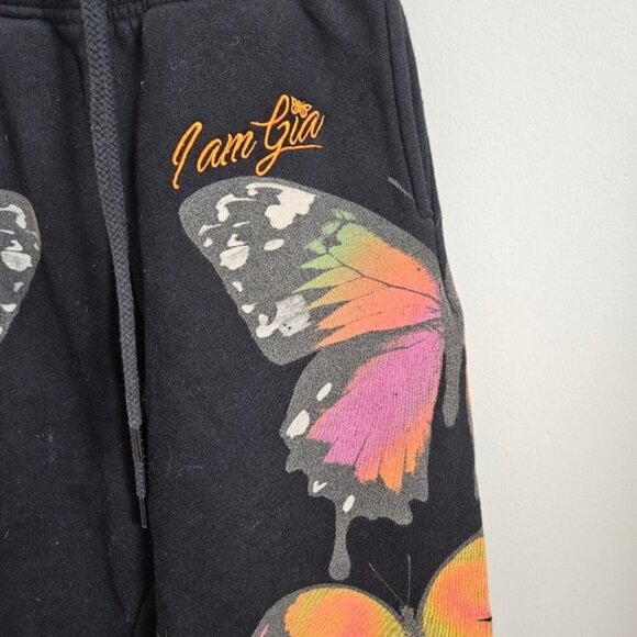 I.AM.GIA Aporia Women's Black Butterfly Print Jogger sweat Pants high waist XXS - Picture 8 of 12